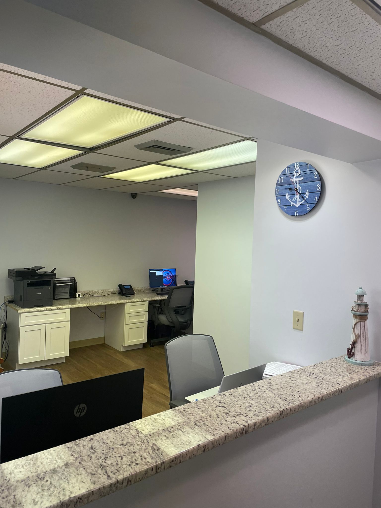 Patient checkout and reception area at Harbor Physicians